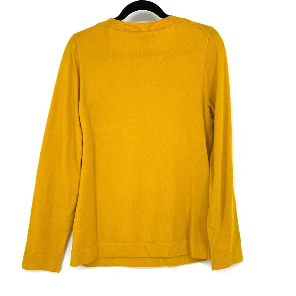 J.Crew Cotton Wool Blend Teddie Pullover Sweater Womens Sz M Golden Yellow NEW